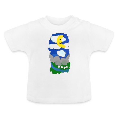 smiling moon and funny sheep - Baby Organic T-Shirt with Round Neck