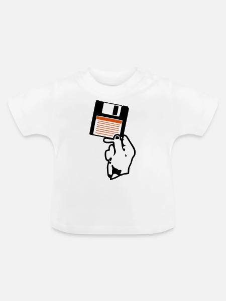 Ich halte dir eine Handdiskette. - Baby Bio-T-Shirt mit Rundhals - Weiß
