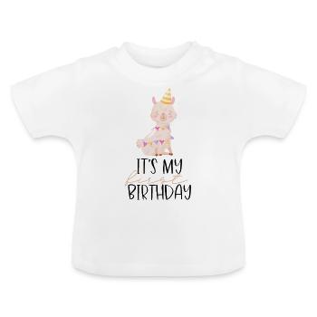 it's my first Birthday-Llama birthday shirt - Baby Organic T-Shirt with Round Neck - white - Front