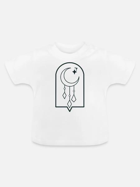 BOHO-Mond baumelt und Sterne - Baby Bio-T-Shirt mit Rundhals - Weiß