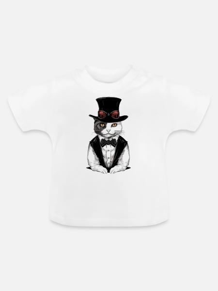 Hecty, die schicke Katze - Baby Bio-T-Shirt mit Rundhals - Weiß