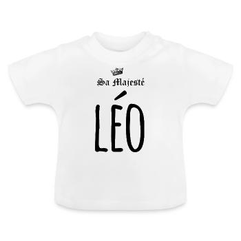 Sa majesté Léo - T-shirt bio col rond Bébé - blanc - Devant