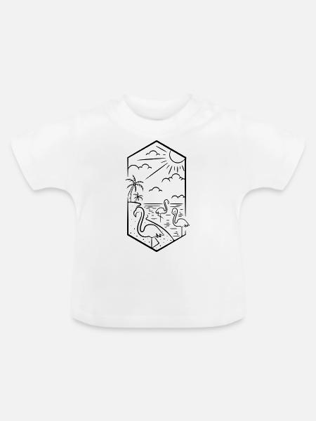 Flamingos - Baby Bio-T-Shirt mit Rundhals - Weiß