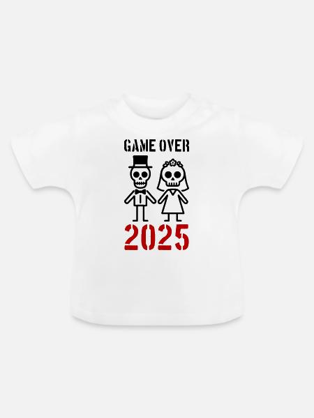 Game Over 2025 Hochzeit Ehepaar - Baby Bio-T-Shirt mit Rundhals - Weiß