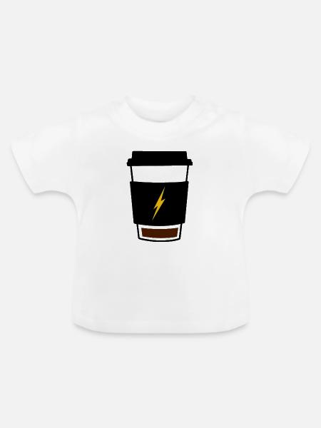 Kaffee mit niedrigem Batteriestand - Baby Bio-T-Shirt mit Rundhals - Weiß
