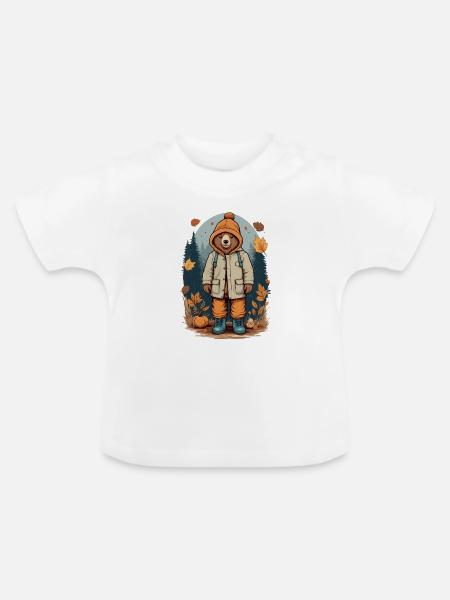 Süßer Bär - Baby Bio-T-Shirt mit Rundhals - Weiß