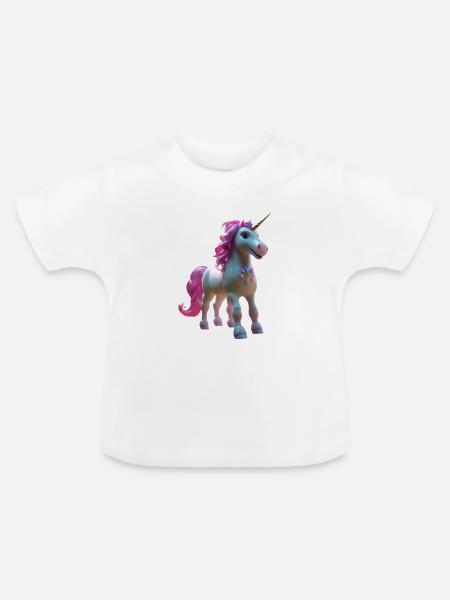 Pastell-Einhornblüte - Baby Bio-T-Shirt mit Rundhals - Weiß