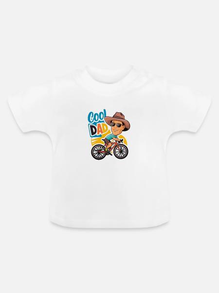 Coole Papa Radfahren Illustration - Baby Bio-T-Shirt mit Rundhals - Weiß