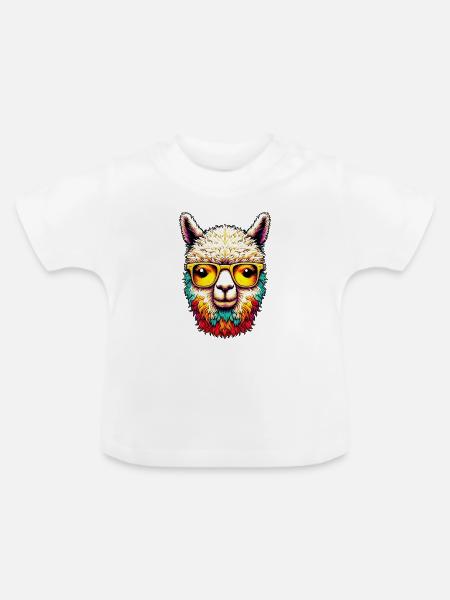 Alpaka - Baby Bio-T-Shirt mit Rundhals - Weiß