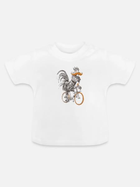 Hahn & Fahrräder - Baby Bio-T-Shirt mit Rundhals - Weiß
