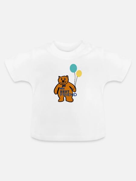 Bär mit Luftballons - Baby Bio-T-Shirt mit Rundhals - Weiß