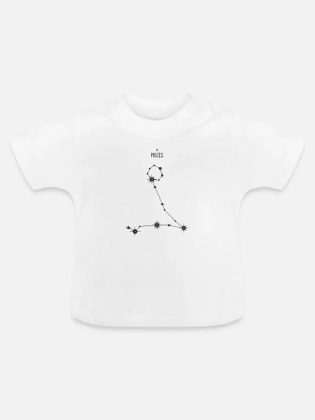 Fische Sternzeichen Sternbild Schwarz & Grau - Baby Bio-T-Shirt mit Rundhals - Weiß