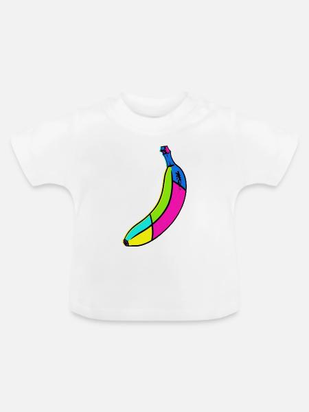 Neon Banane Pop Art Design - Baby Bio-T-Shirt mit Rundhals - Weiß