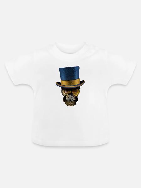 Victoria Skull mit Zylinder - Baby Bio-T-Shirt mit Rundhals - Weiß
