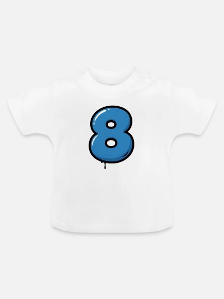 Blauer Zahl 8 Ballon Illustration - Baby Bio-T-Shirt mit Rundhals - Weiß