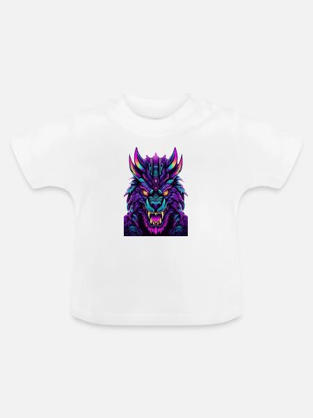 Neon Wolfsgeist - Baby Bio-T-Shirt mit Rundhals - Weiß