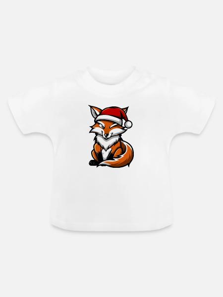 Fuchs Weihnachten - Baby Bio-T-Shirt mit Rundhals - Weiß