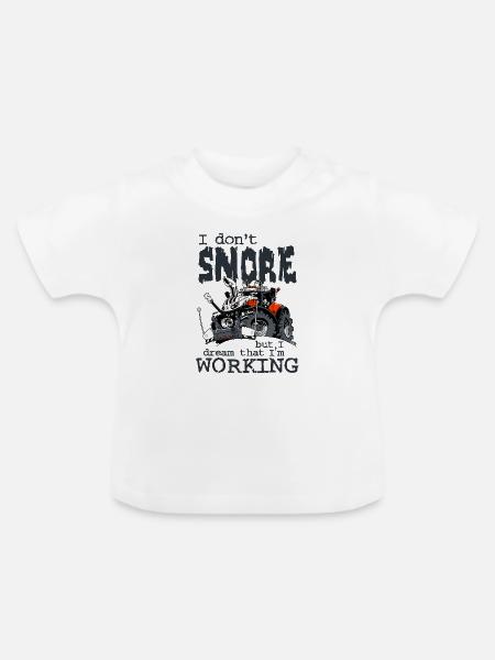 1477_I_dont_Snore-TRAKTOR - Baby Bio-T-Shirt mit Rundhals - Weiß