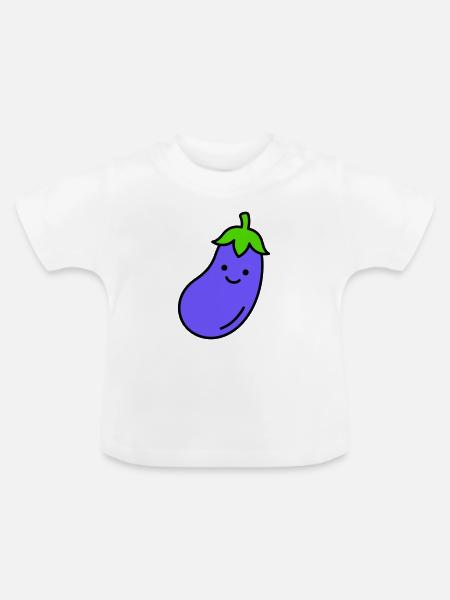 Aubergine - Baby Bio-T-Shirt mit Rundhals - Weiß