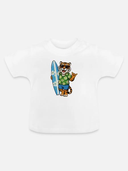Surftiger im Hawaii-Hemd - Baby Bio-T-Shirt mit Rundhals - Weiß