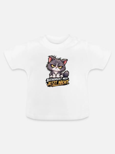 Grummelkat JetztNicht Beeindruckt - Baby Bio-T-Shirt mit Rundhals - Weiß