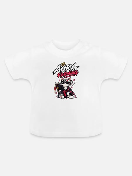 Samurai-Katzen-Aura-Landwirtschaft 67 - Baby Bio-T-Shirt mit Rundhals - Weiß