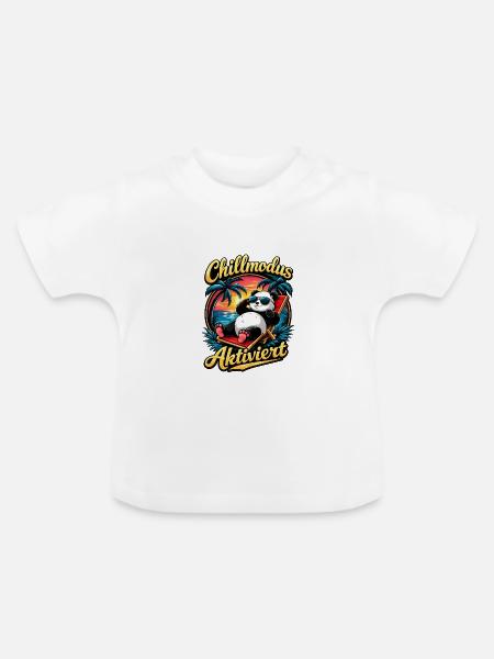 Chillmodus Aktiviert Panda Sommer - Baby Bio-T-Shirt mit Rundhals - Weiß