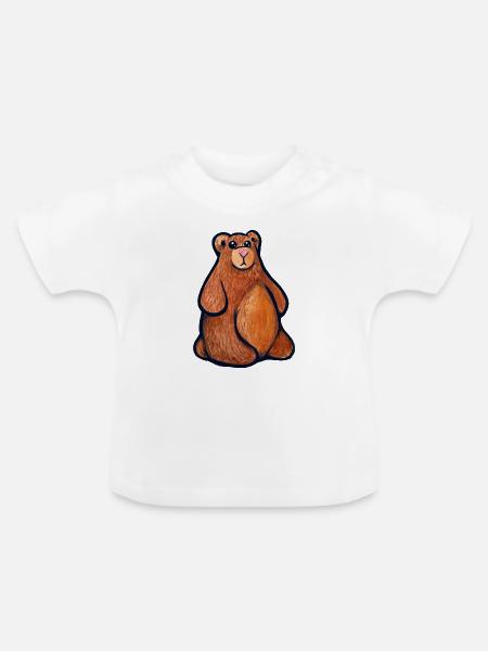 Kuschelbär-Aquarell - Baby Bio-T-Shirt mit Rundhals - Weiß