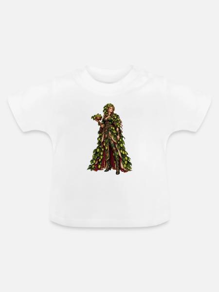 Blätterglanz Göttin im Blattenkleid - Baby Bio-T-Shirt mit Rundhals - Weiß
