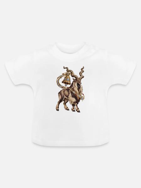 Markhor mit goldener Kometenglocke - Baby Bio-T-Shirt mit Rundhals - Weiß