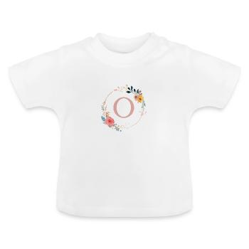 O monogramme floral, Couronne florale, personnalisable - T-shirt bio col rond Bébé - blanc - Devant