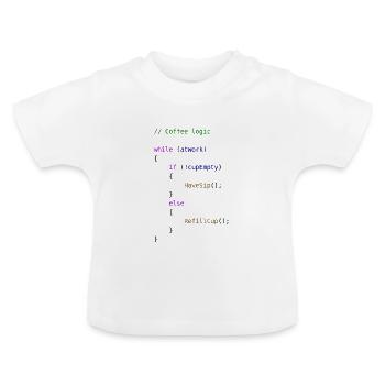 Idée cadeau programmeur logique café - T-shirt bio col rond Bébé - blanc - Devant