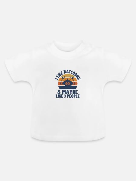 Waschbär - Baby Bio-T-Shirt mit Rundhals - Weiß