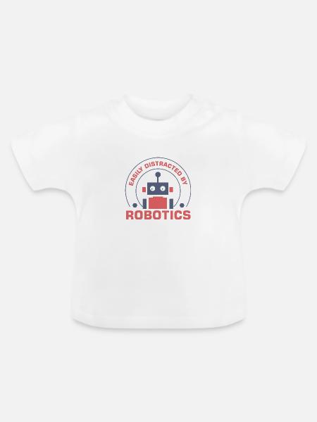 Abgelenkt von Robotik Nette Robotertechnik - Baby Bio-T-Shirt mit Rundhals - Weiß