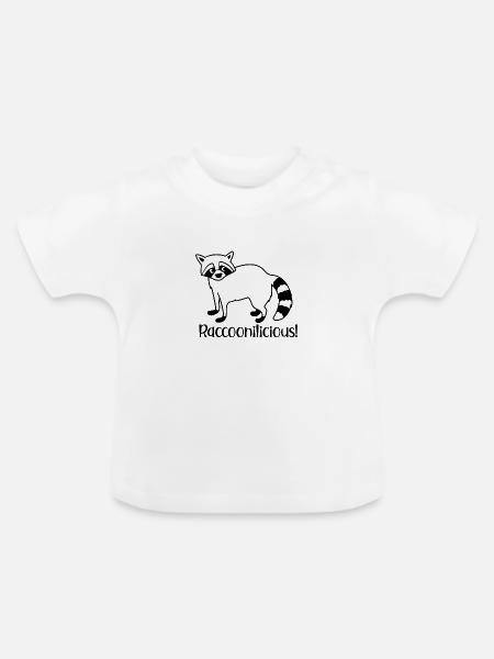 Waschbär Ironisches Waschbär-Wildtier - Baby Bio-T-Shirt mit Rundhals - Weiß