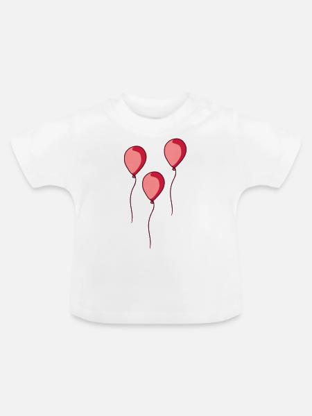 3 glaenzende Luftballons - Baby Bio-T-Shirt mit Rundhals - Weiß