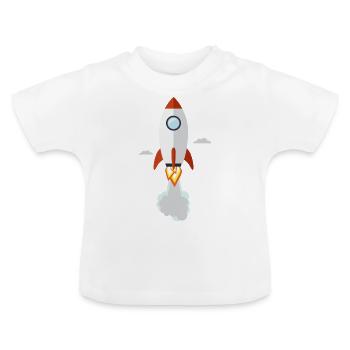 Spaceship to the moon - Baby Bio-T-Shirt mit Rundhals - Weiß - Vorne