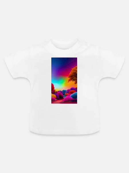 Leuchtendes Farbspektakel - Baby Bio-T-Shirt mit Rundhals - Weiß