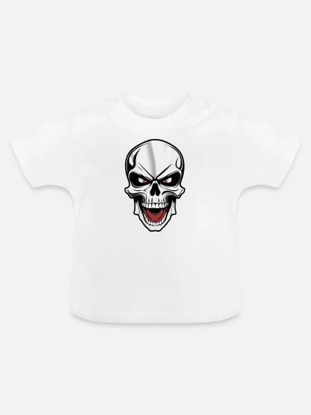 Rockmusik Totenkopf - Baby Bio-T-Shirt mit Rundhals - Weiß