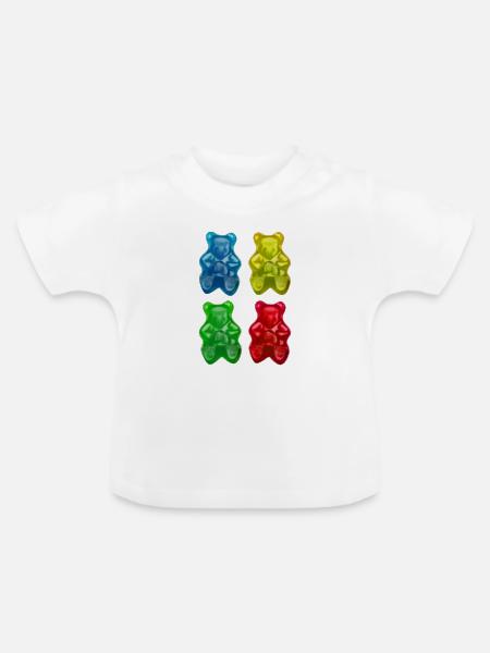 Gummibärchen - Fruchtige Süssigkeiten Kinder - Baby Bio-T-Shirt mit Rundhals - Weiß