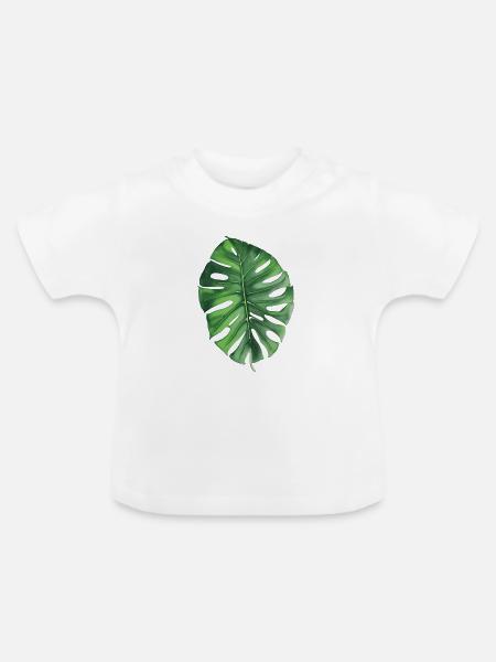 Monstera - Baby Bio-T-Shirt mit Rundhals - Weiß