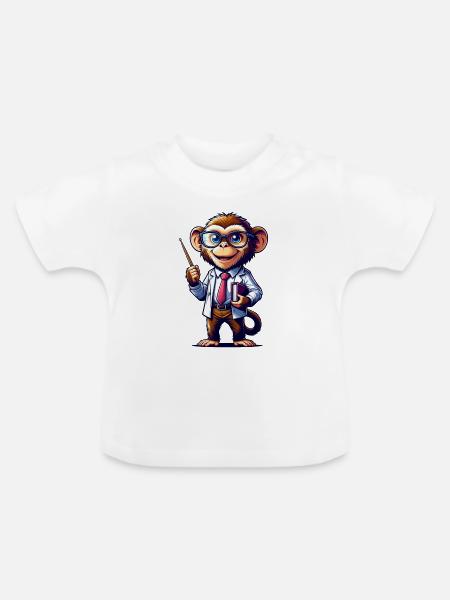 Cute Monkey Teacher - Baby Bio-T-Shirt mit Rundhals - Weiß