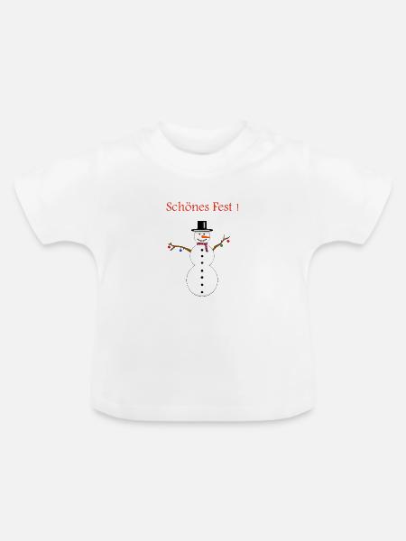 Schneemann schönes Fest - Baby Bio-T-Shirt mit Rundhals - Weiß