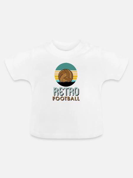 Retro-Fußball - Baby Bio-T-Shirt mit Rundhals - Weiß