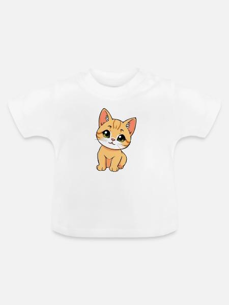 Süsse Katze - Baby Bio-T-Shirt mit Rundhals - Weiß