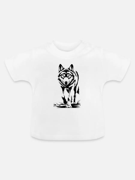 Freiheit des wilden Wolfs - Baby Bio-T-Shirt mit Rundhals - Weiß