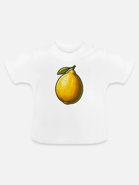 Lebendige Retro-Grafik-Zitrone - Baby Bio-T-Shirt mit Rundhals - Weiß