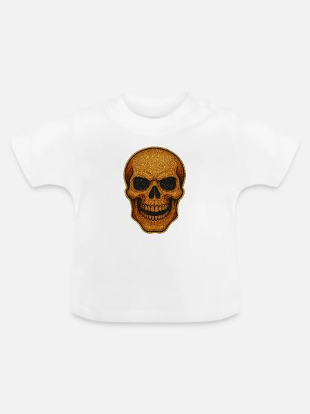 Glitzernder Goldschädel Schädel-Design - Baby Bio-T-Shirt mit Rundhals - Weiß