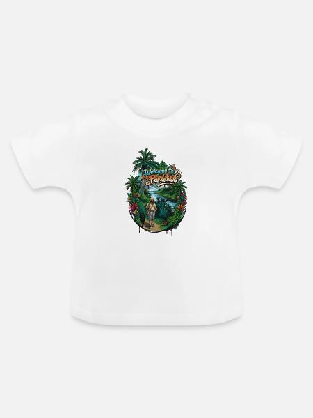 Willkommen im Paradies Pfad - Baby Bio-T-Shirt mit Rundhals - Weiß