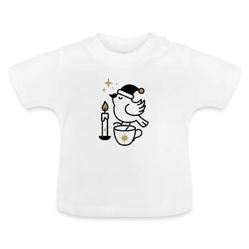 Golden Shooting Star Night - Baby Organic T-Shirt with Round Neck - white - Front